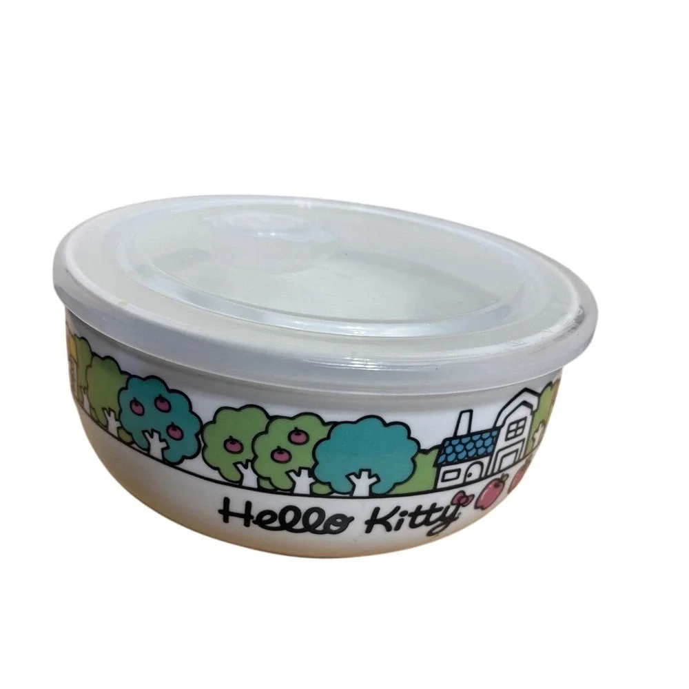 Hello Kitty Round Ceramic Storage Bowl Pressure‎ Vented Lid Sanrio Kitchenware